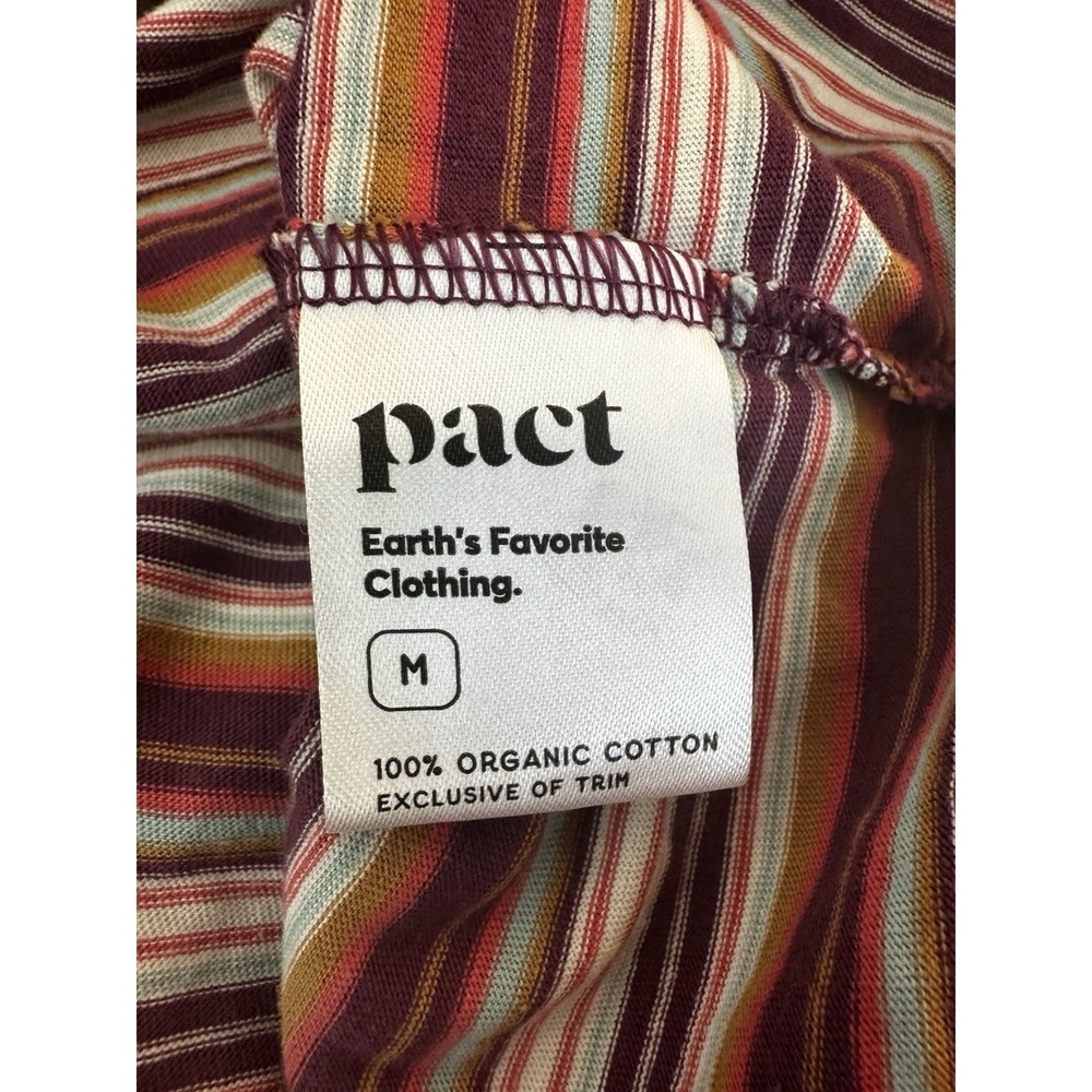 PACT Organic Striped Tee Womens Medium Long Sleeve Scoop Neck Preppy Casual Top - Picture 5 of 7